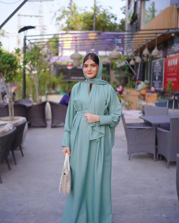 Elegant Turquoise Georgette Classic Abaya - 1 Pcs